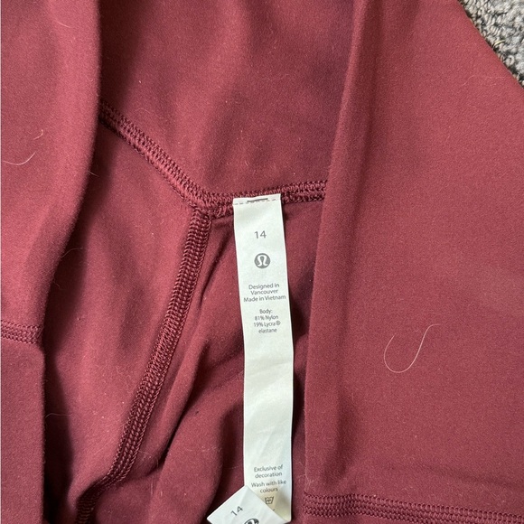 Lululemon Burgundy Leggings - Picture 1 of 2